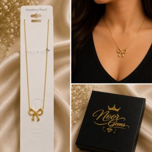 golden bow charm necklace 🎀✨