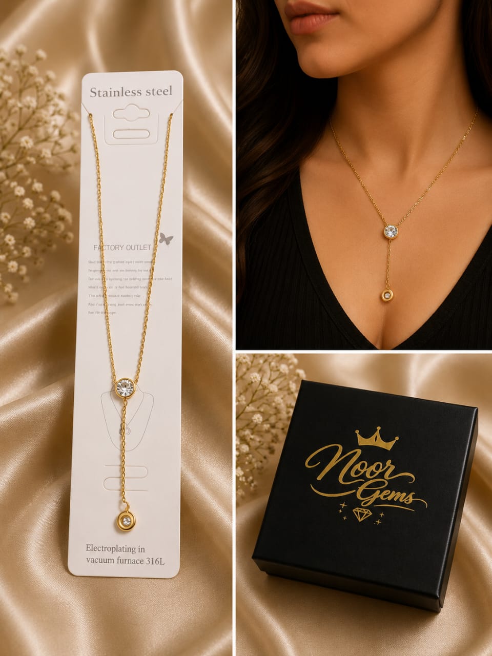 golden crystal drop necklace ✨💎