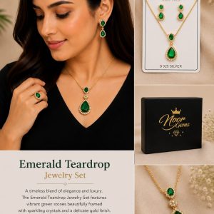 emerald teardrop jewelry set 💚✨