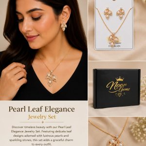 pearl leaf elegance jewelry set 🤍✨