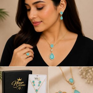 aqua teardrop luxe jewelry set 🩵✨