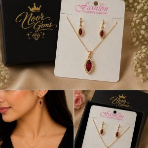 ruby elegance pendant set